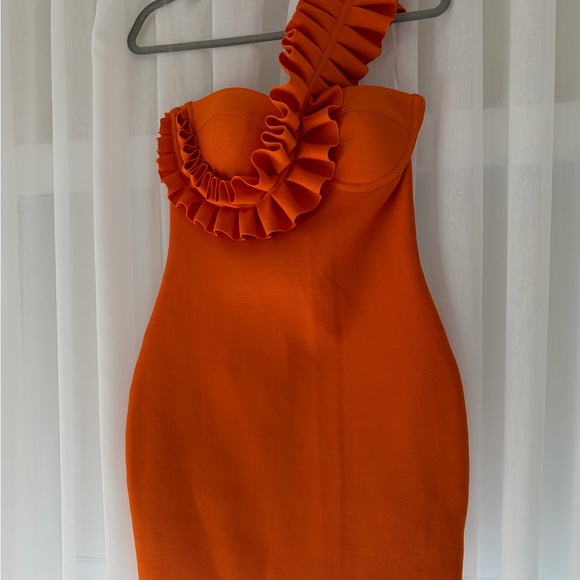 Dresses & Skirts - Elegant Orange Ruffle Dress